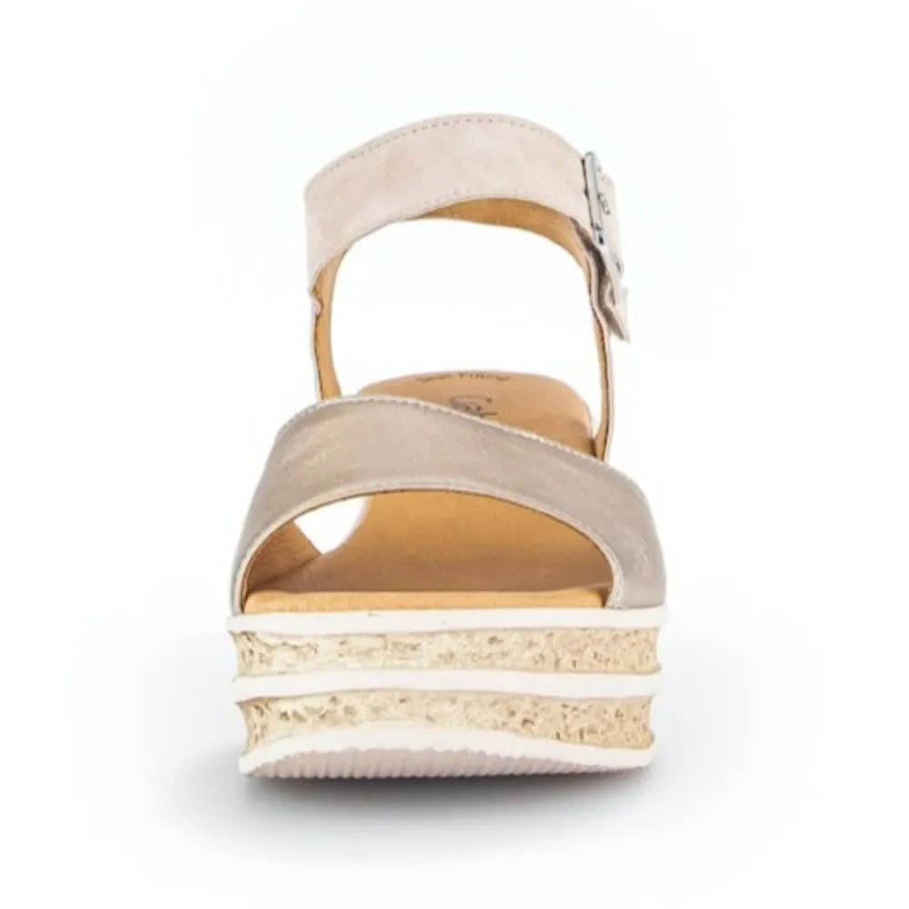 Gabor Twirl Wedge Sandal 64.651 Light Gold Pudder