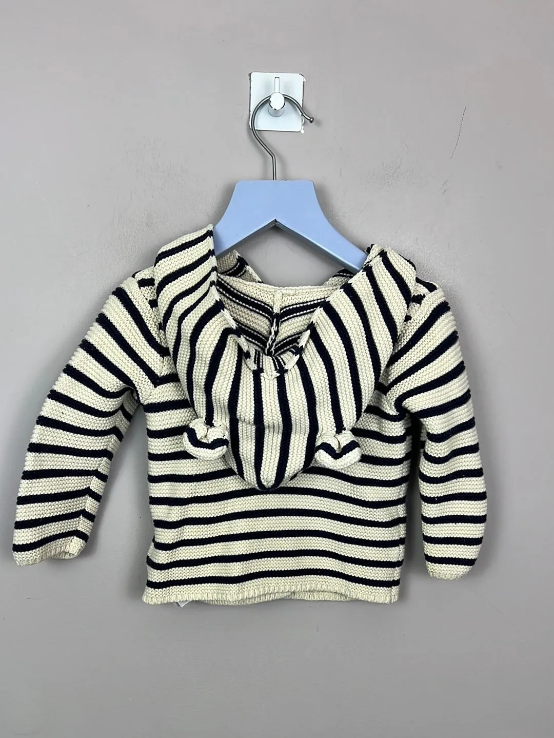 GAP navy stripe hooded cardigan 6-12m
