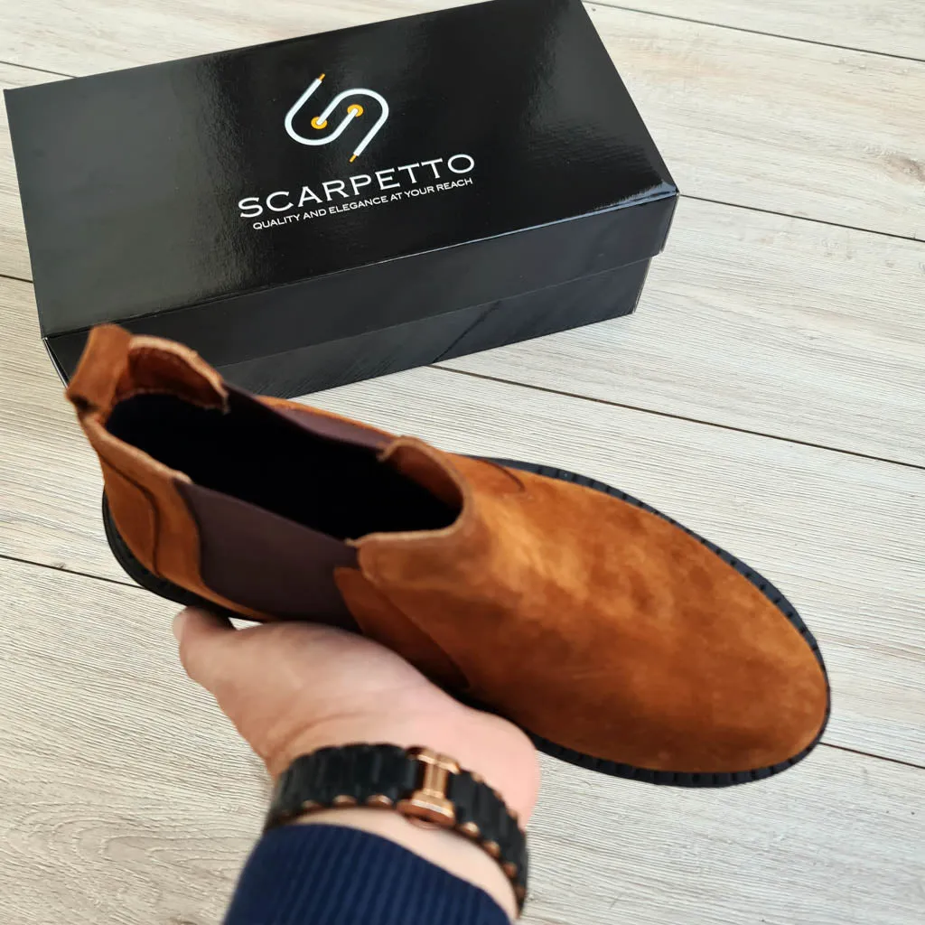 Gherardo Tobacco Men's Genuine Suede Leather Boots