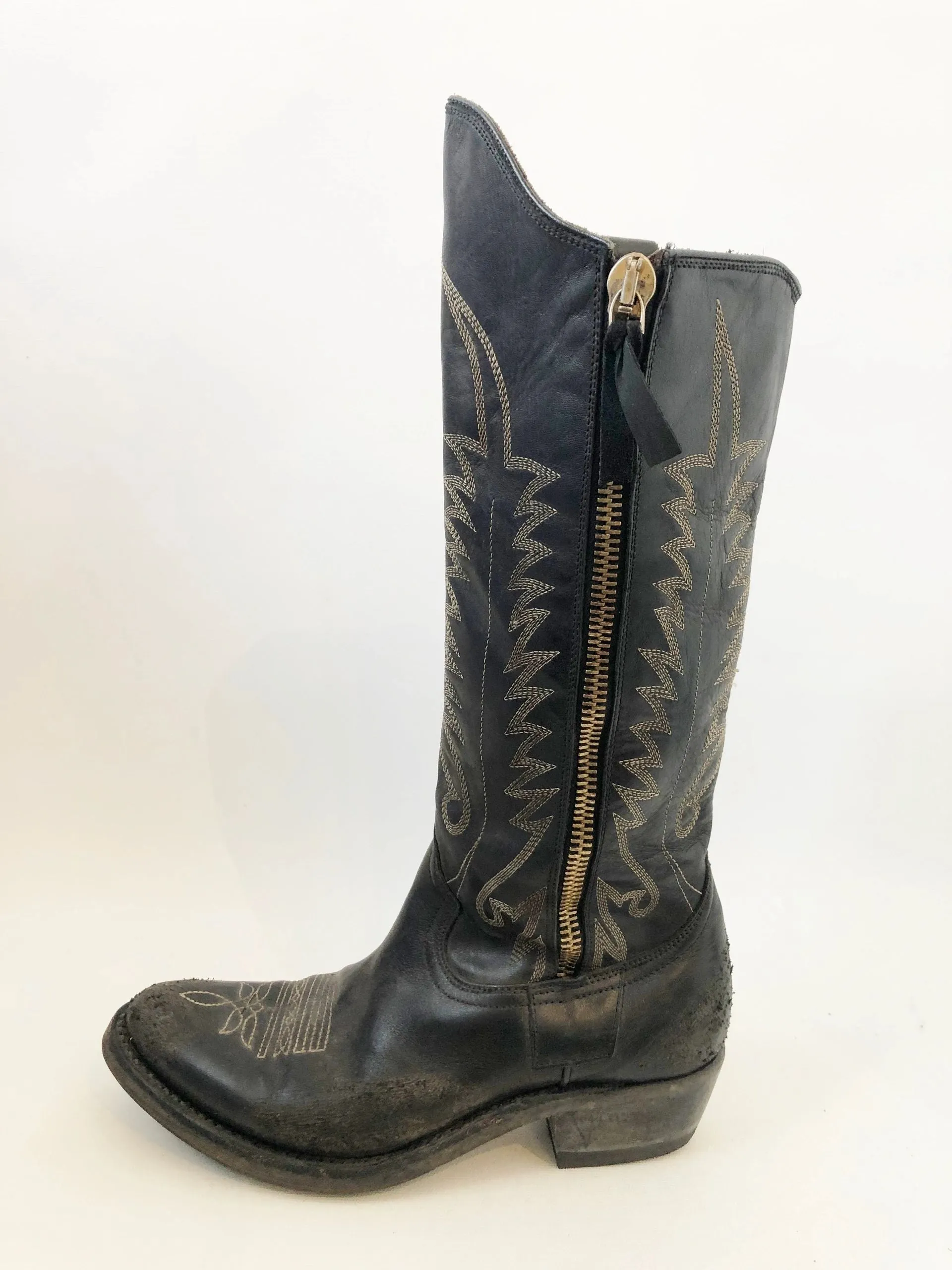 Golden Goose Distressed Western Boots Size 39 It (9 Us)