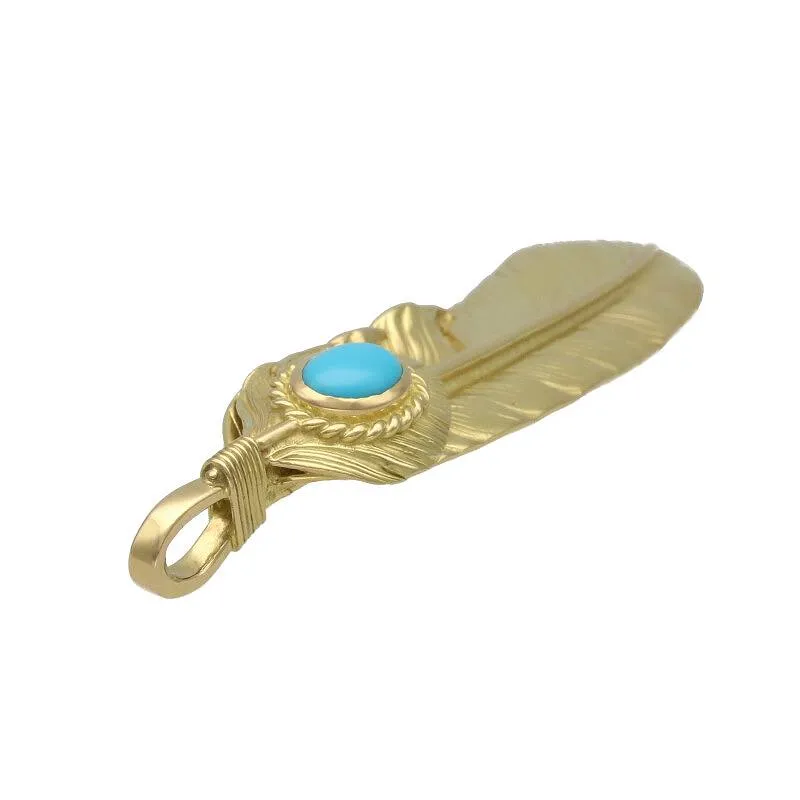 Goros Xl Turquoise Feather Gold Rope - Facing Left