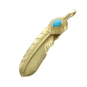 Goros Xl Turquoise Feather Gold Rope - Facing Left
