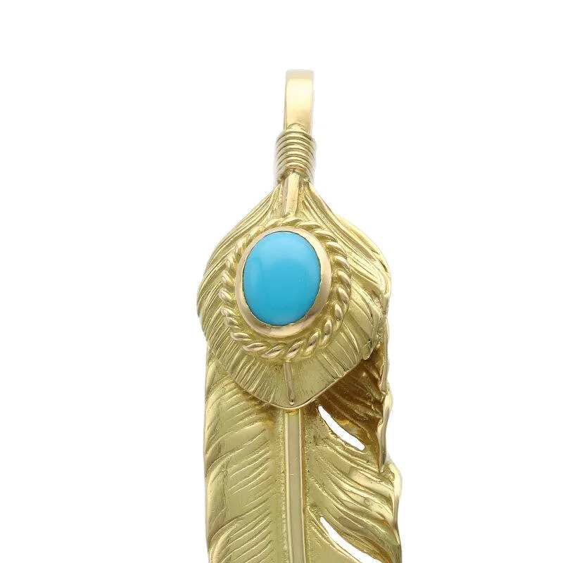 Goros Xl Turquoise Feather Gold Rope - Facing Left