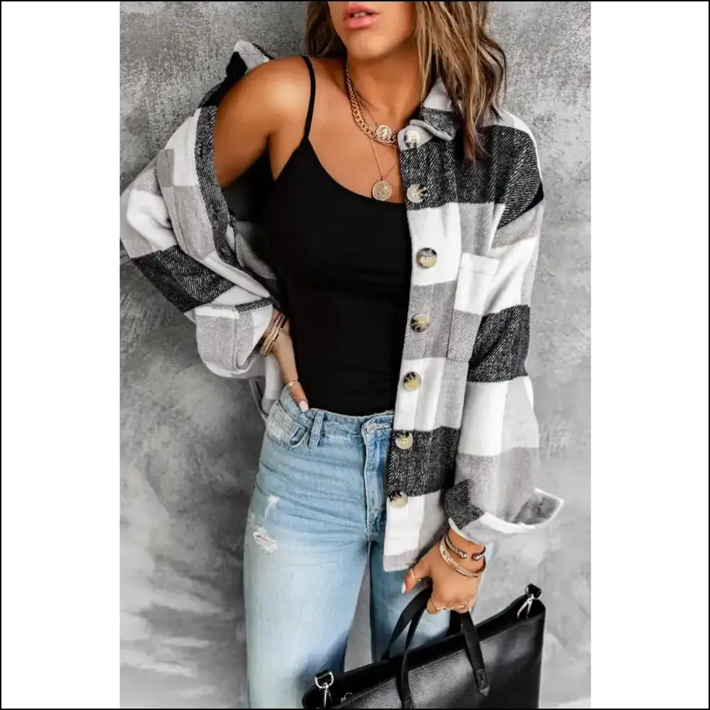 Grey Plaid Color Block Shacket: so Chic, It's ! 🤩 Needful Things