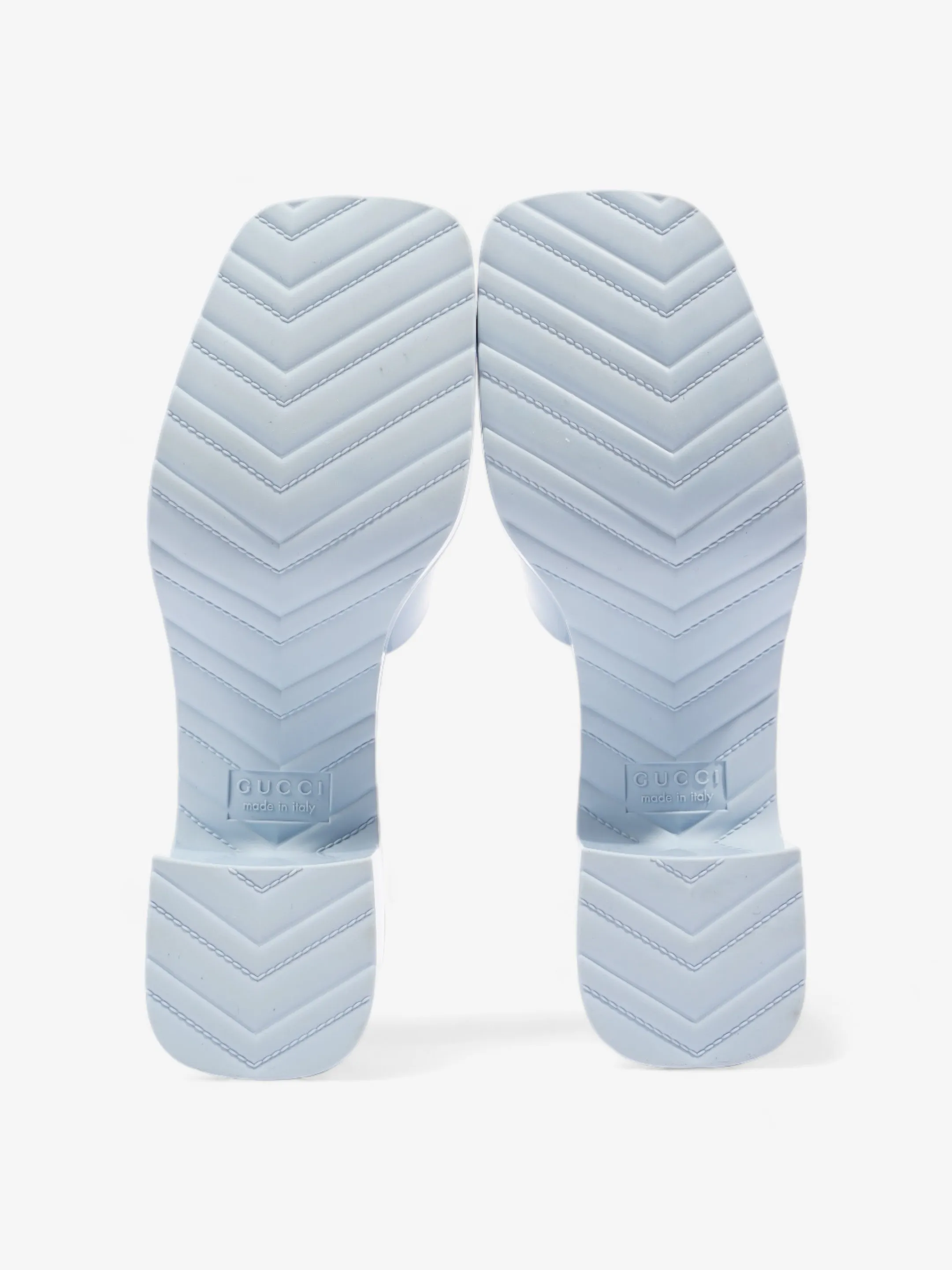 Gucci Logo Platform Slide Sandal 50mm Light Blue Rubber EU 37 UK 4