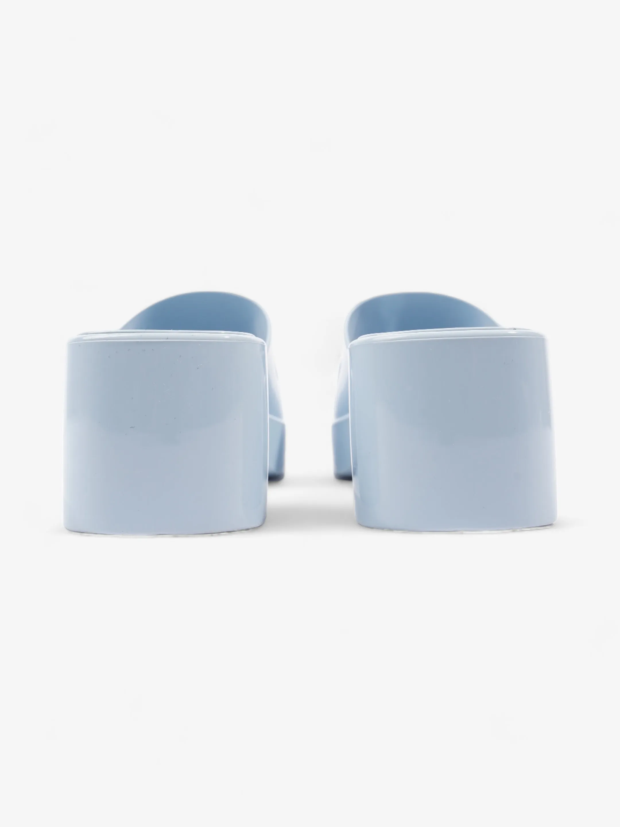 Gucci Logo Platform Slide Sandal 50mm Light Blue Rubber EU 37 UK 4
