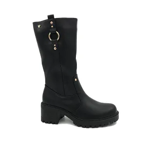 Half Boot With Side Zip On Block Heel - 1048