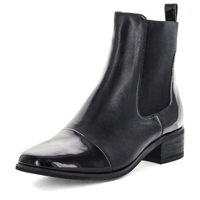 HETTI LEATHER BOOT || BLACK/PATENT