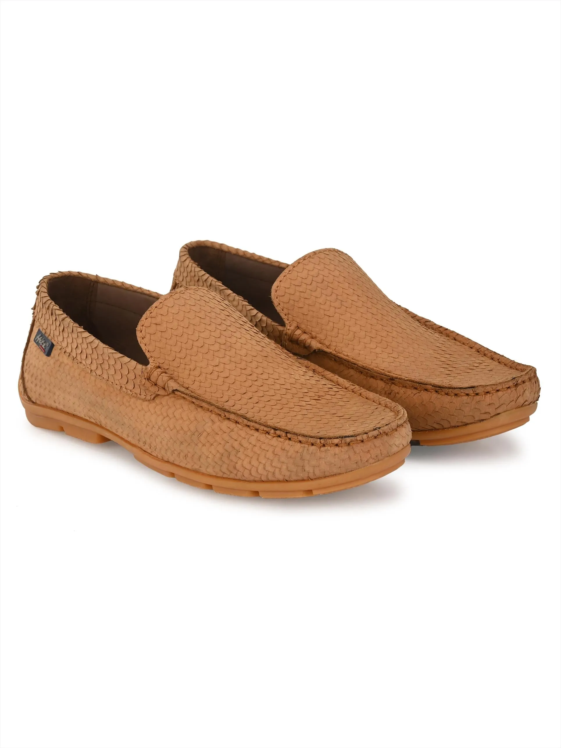 Hitz Men's Tan Leather Casual Loafers