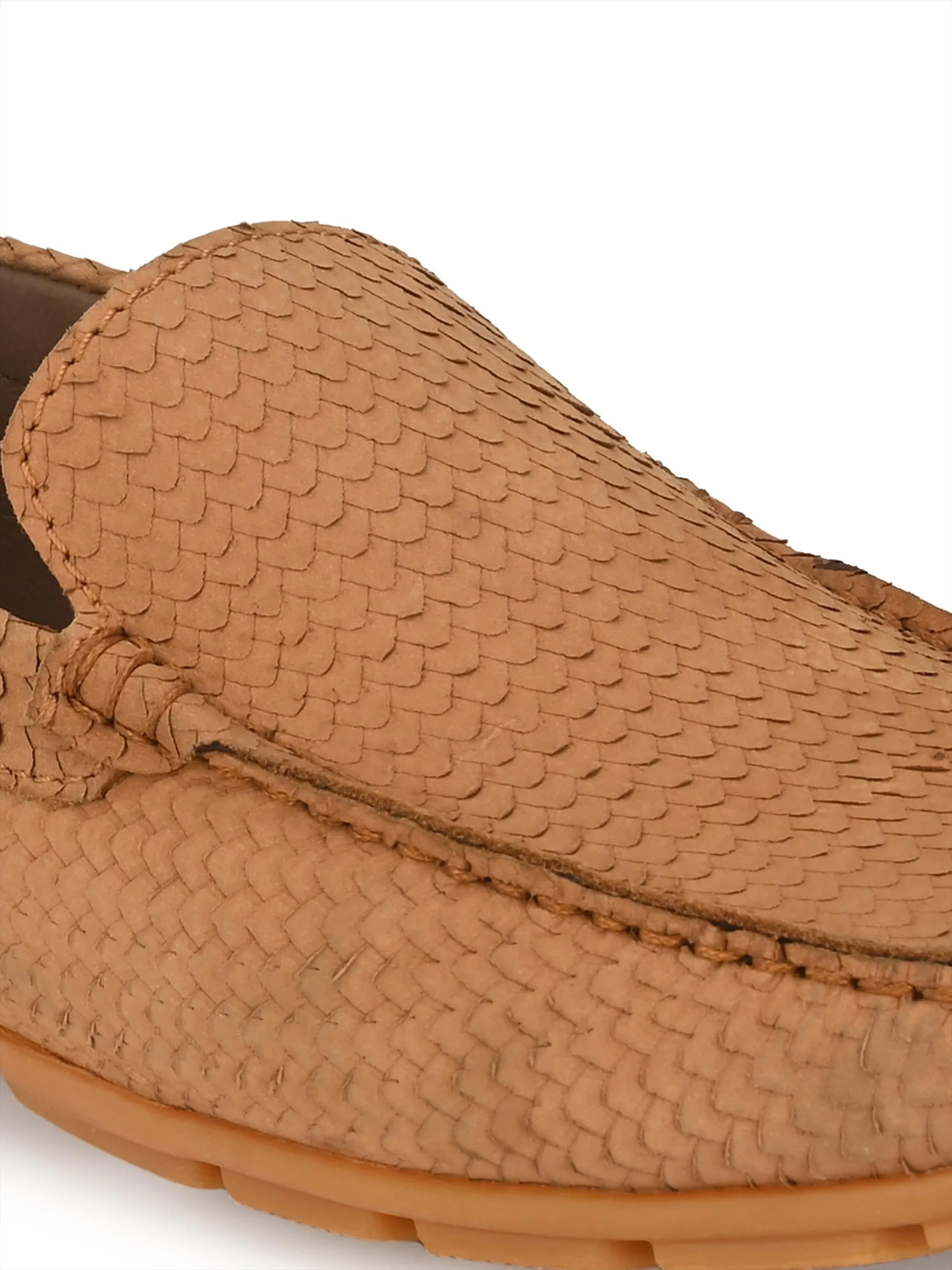 Hitz Men's Tan Leather Casual Loafers