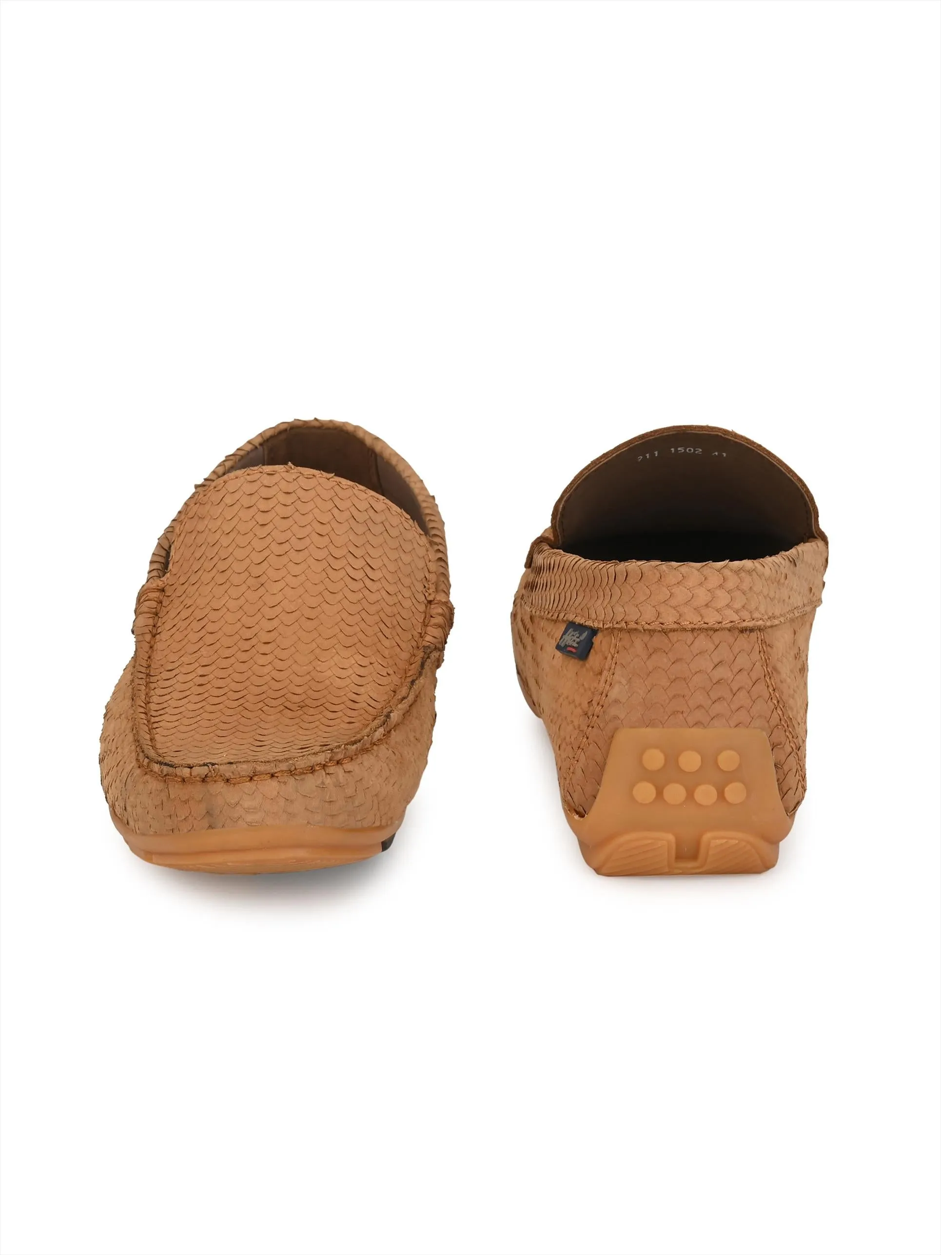 Hitz Men's Tan Leather Casual Loafers