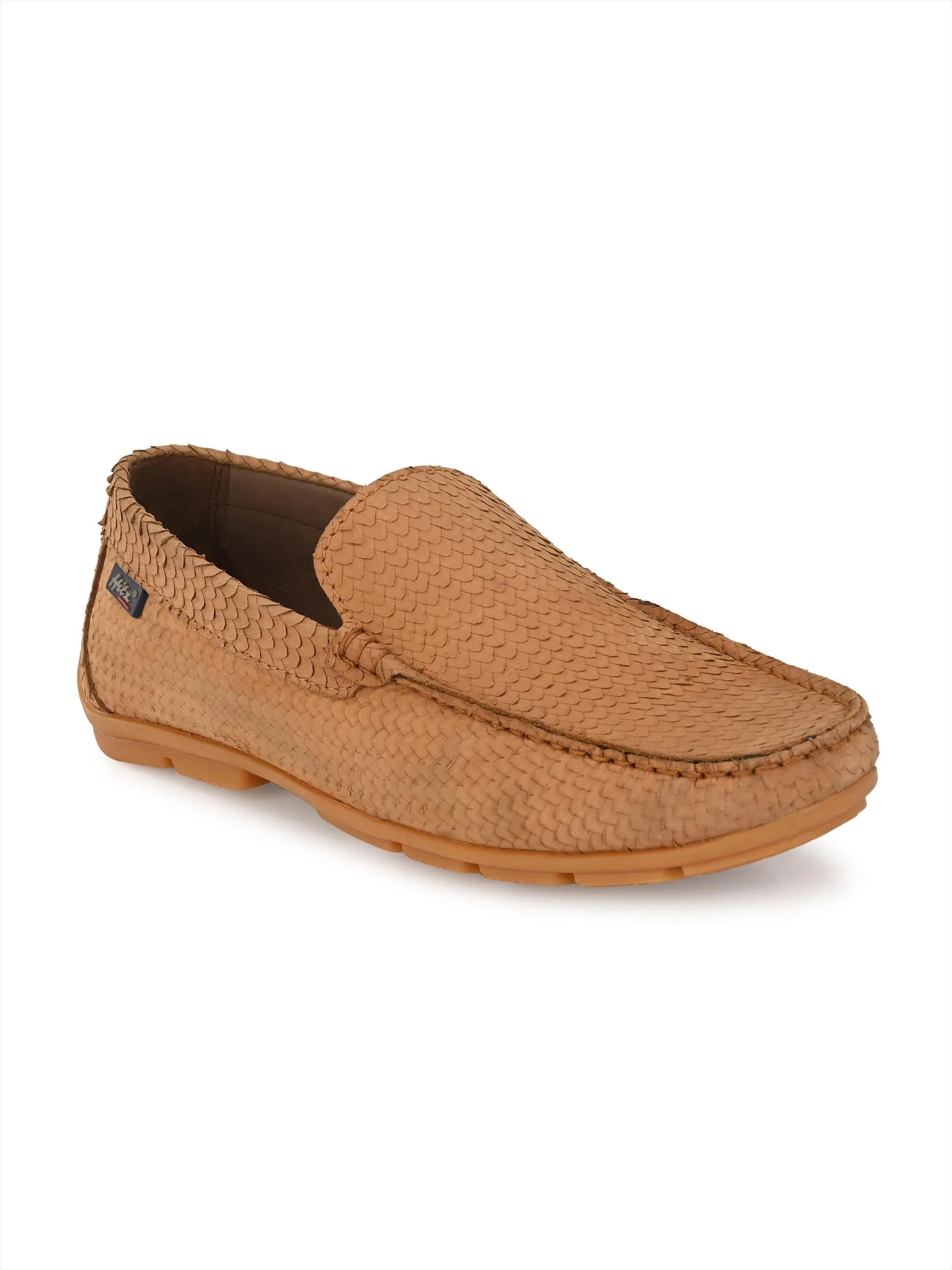 Hitz Men's Tan Leather Casual Loafers