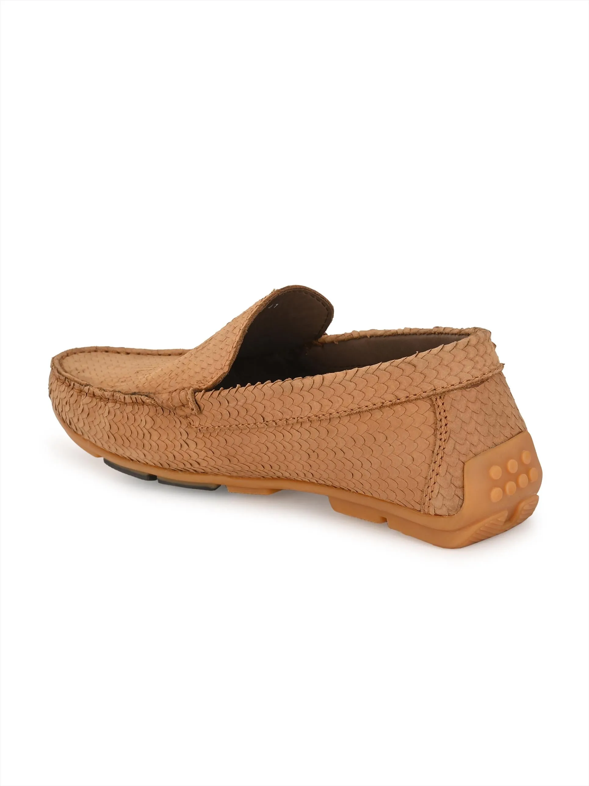 Hitz Men's Tan Leather Casual Loafers