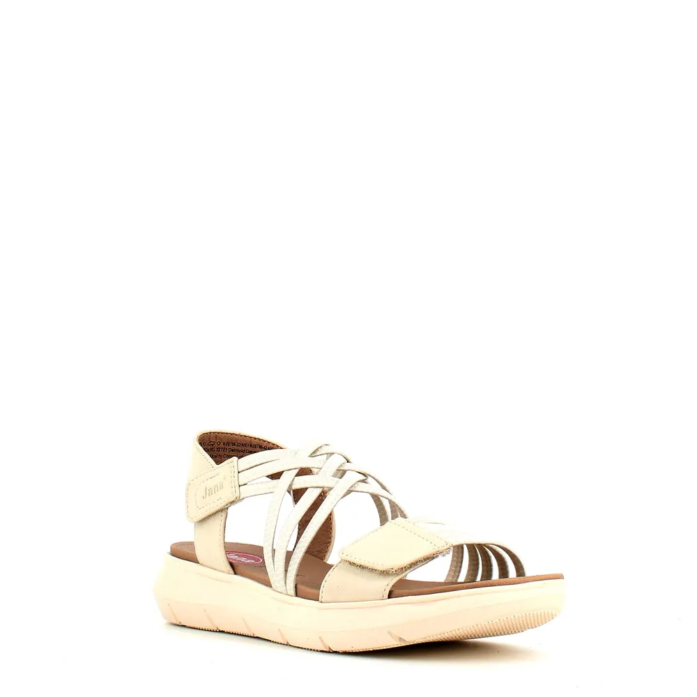 Jana Strappy Velcro Sandal Beige