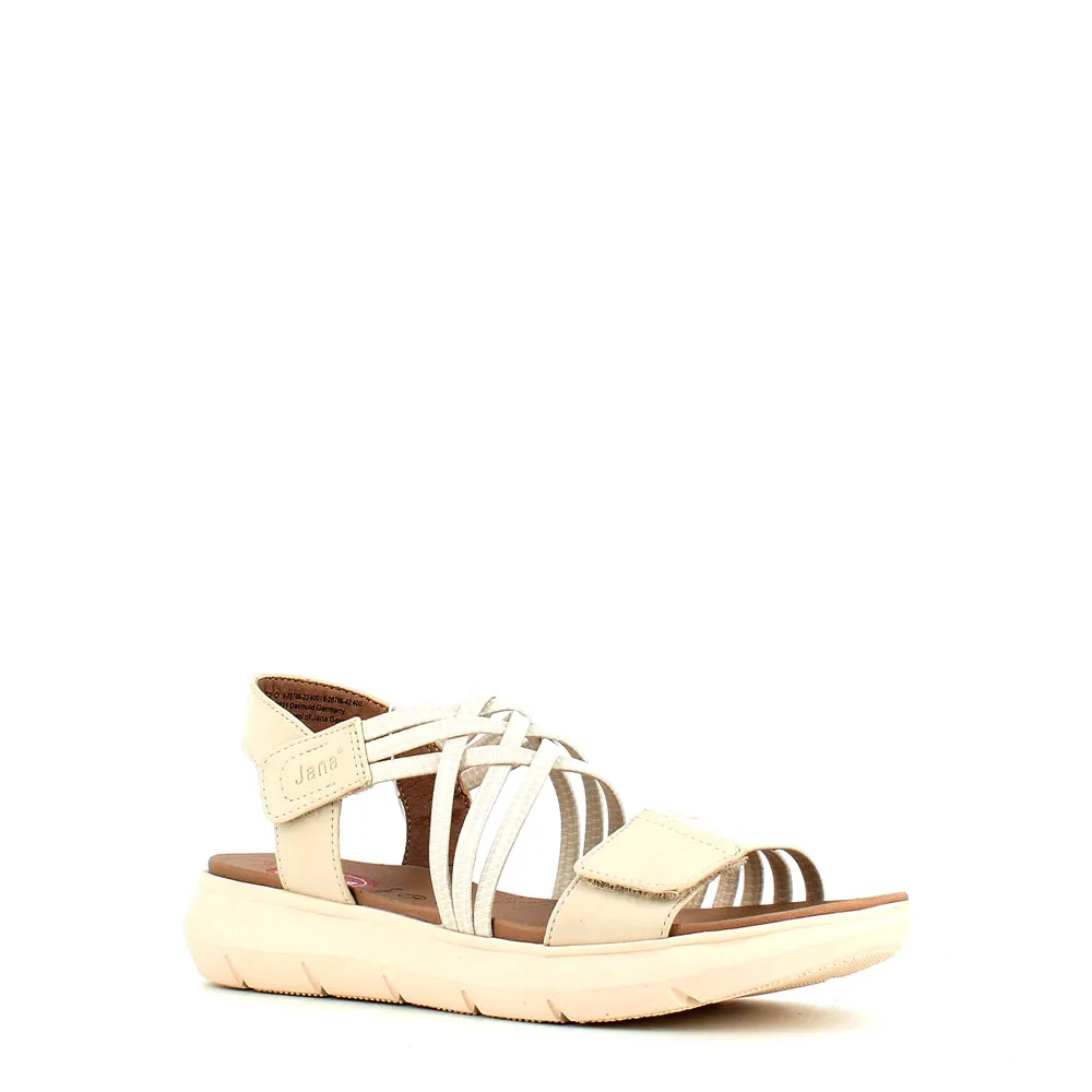 Jana Strappy Velcro Sandal Beige