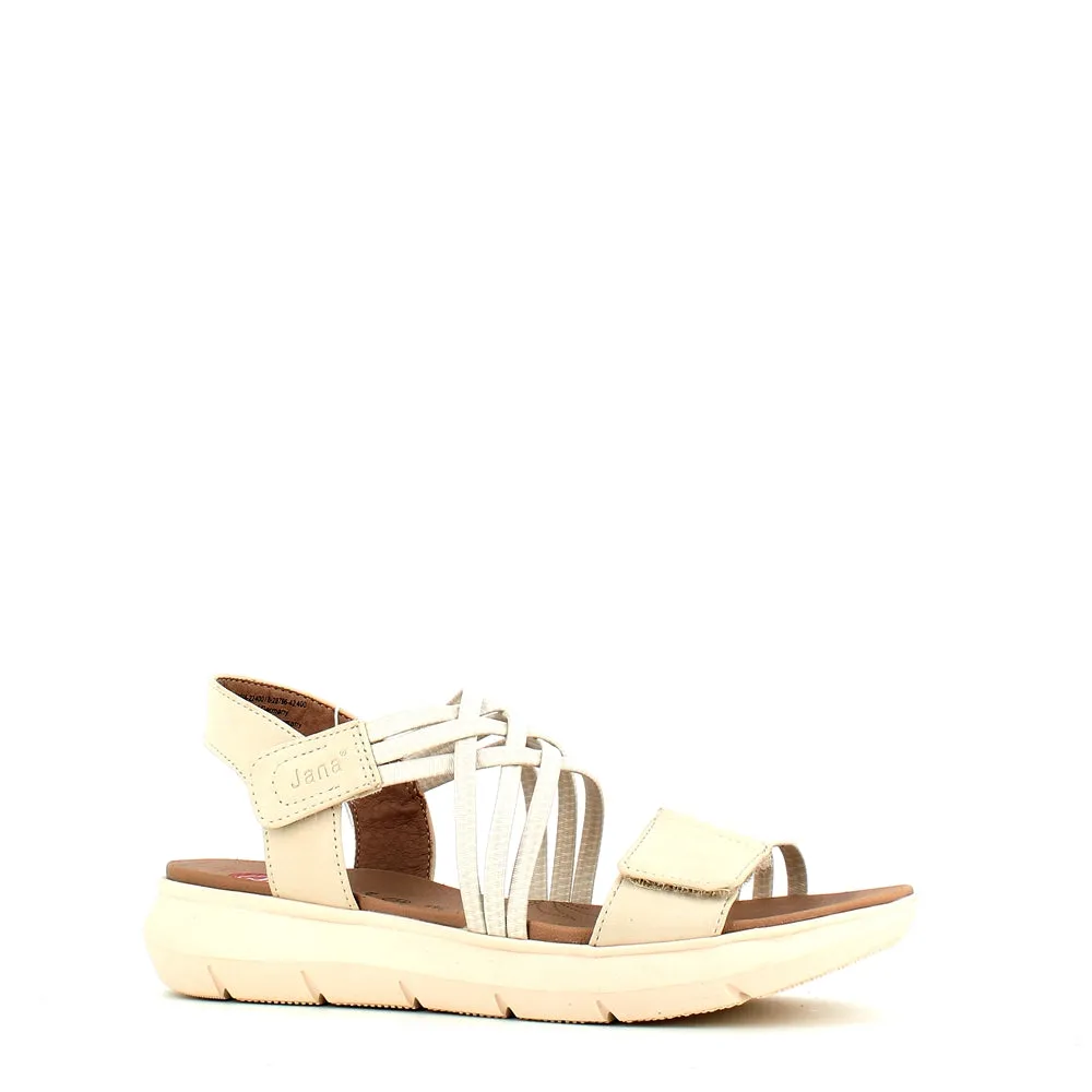 Jana Strappy Velcro Sandal Beige