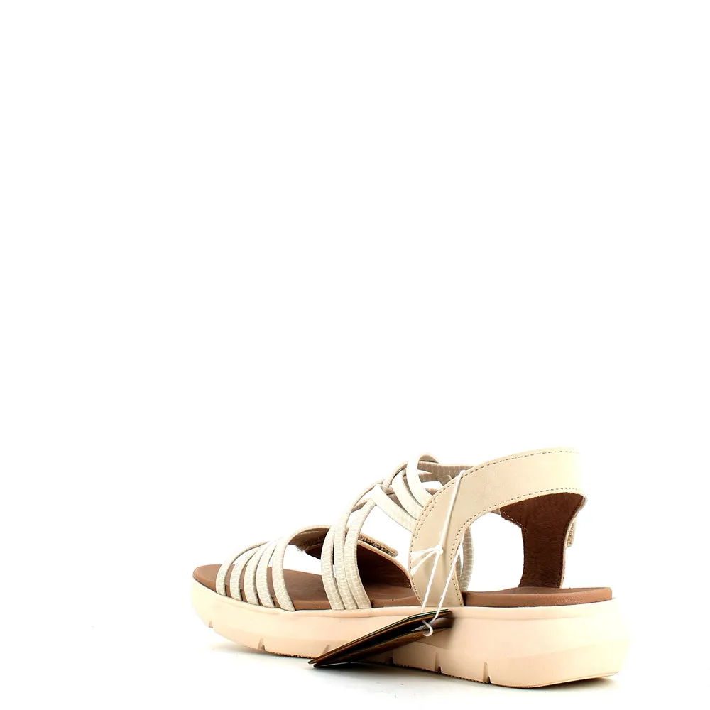 Jana Strappy Velcro Sandal Beige