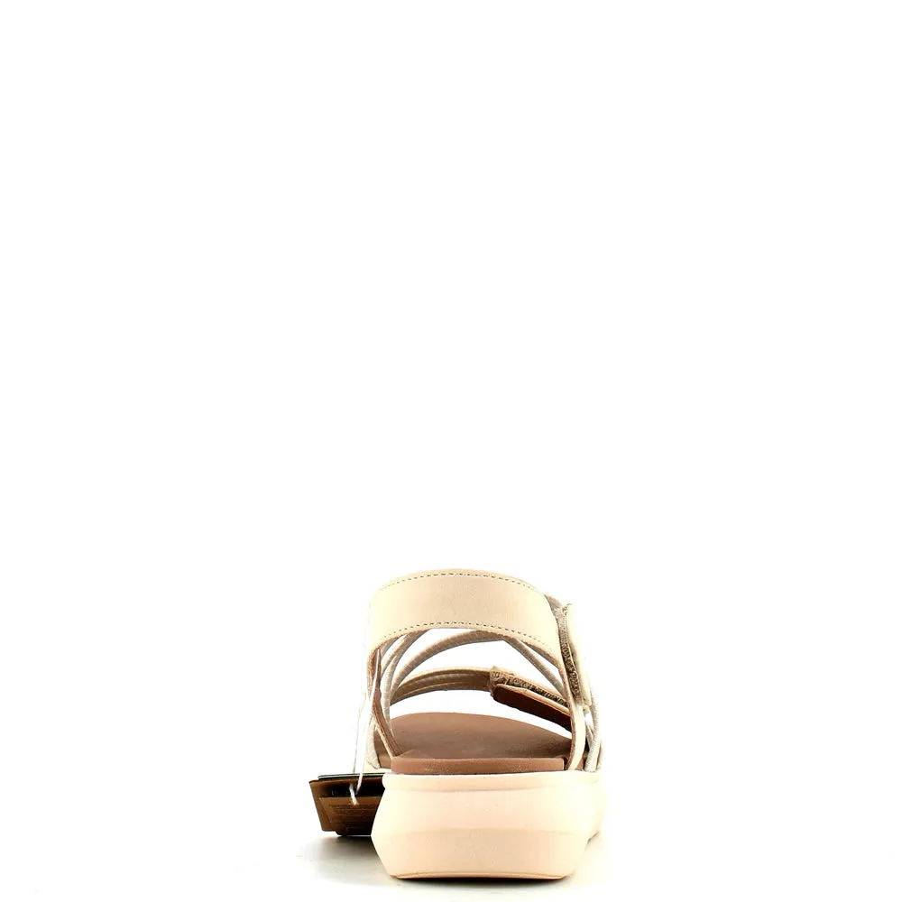 Jana Strappy Velcro Sandal Beige