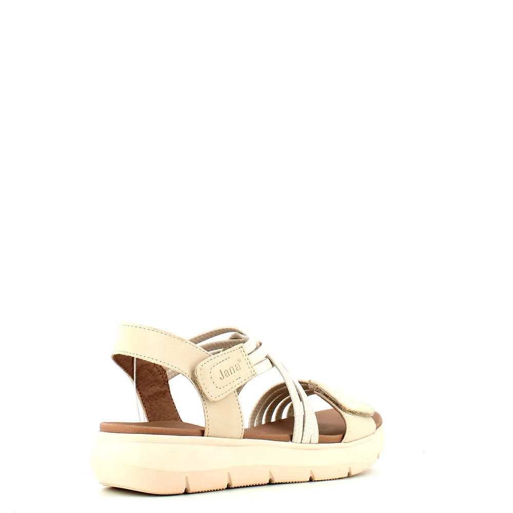Jana Strappy Velcro Sandal Beige
