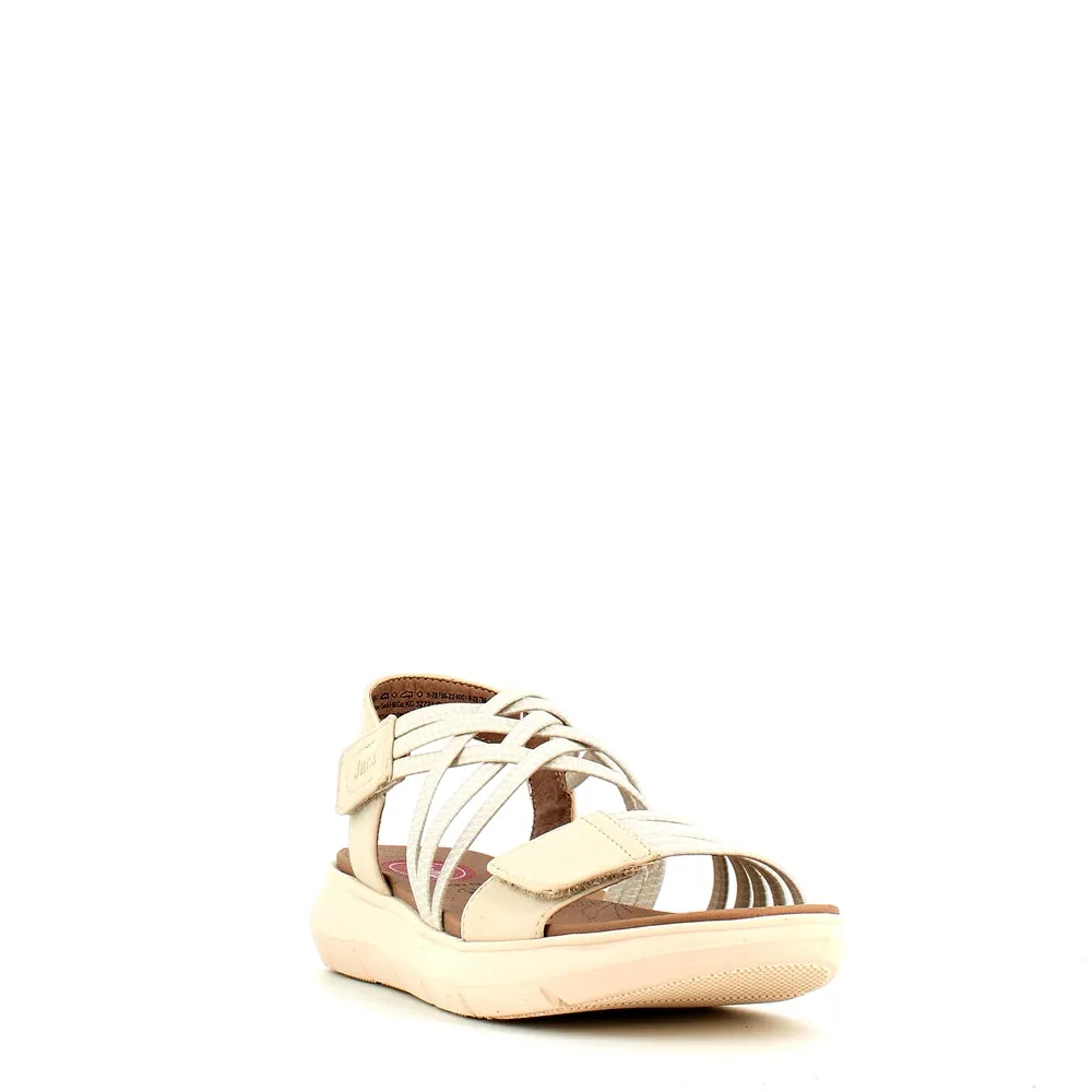 Jana Strappy Velcro Sandal Beige