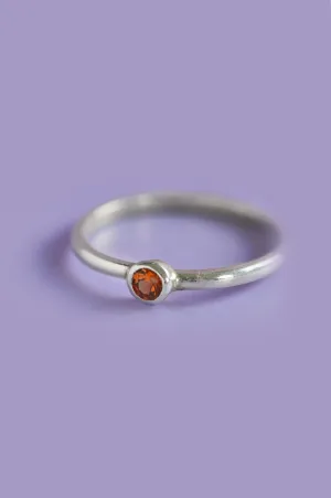 Julia Hessonite Garnet Silver Ring