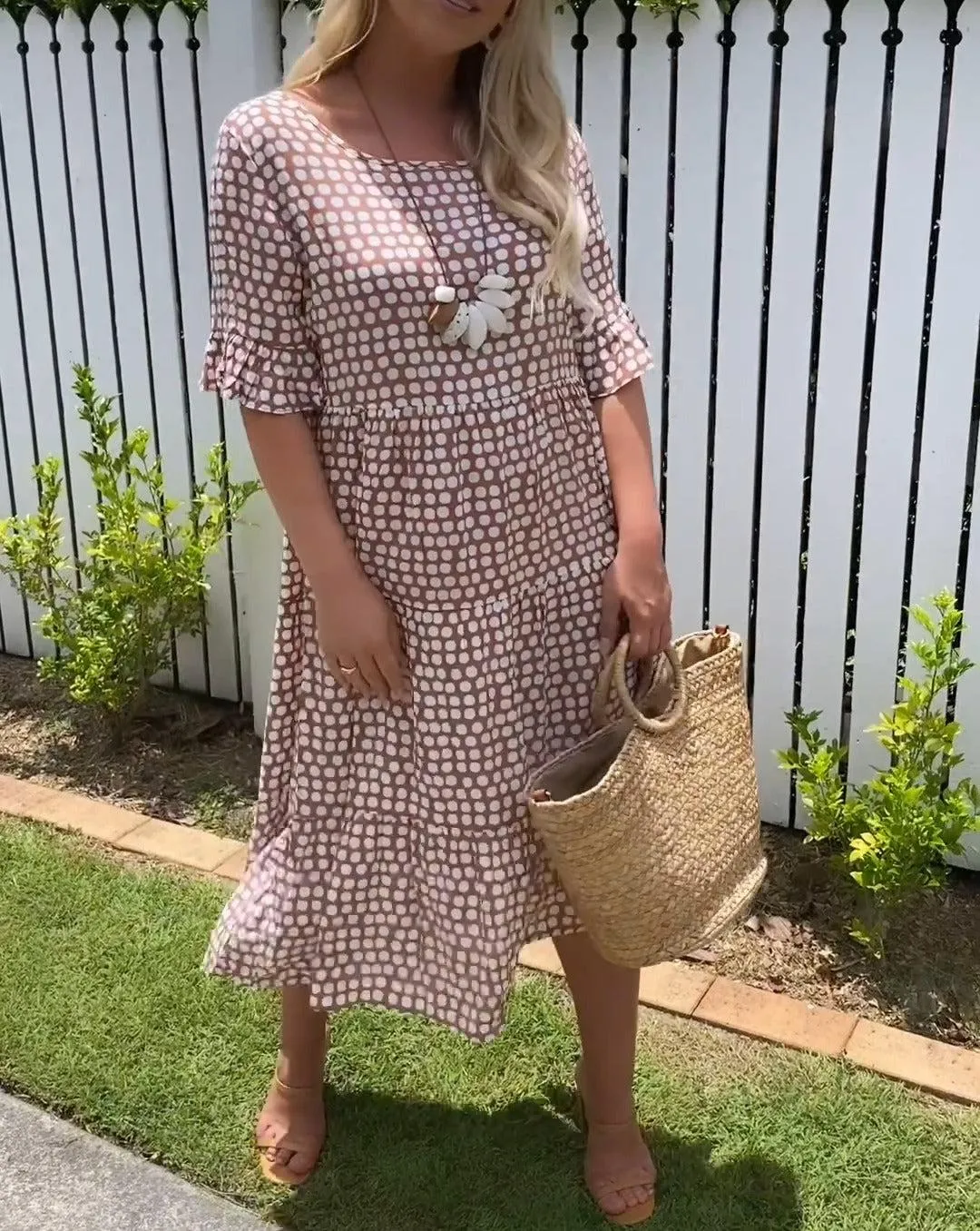 KRISTAL - SHORT SLEEVE FLOWY MIDI DRESS