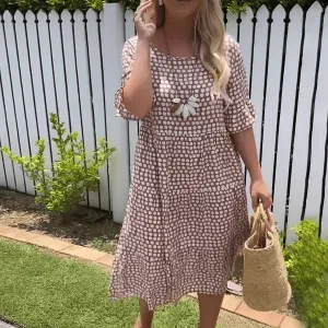 KRISTAL - SHORT SLEEVE FLOWY MIDI DRESS