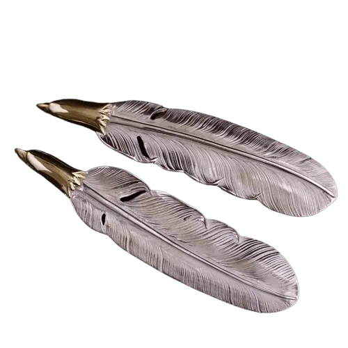 Larry Smith Copper Eagle Head Feather Pendant