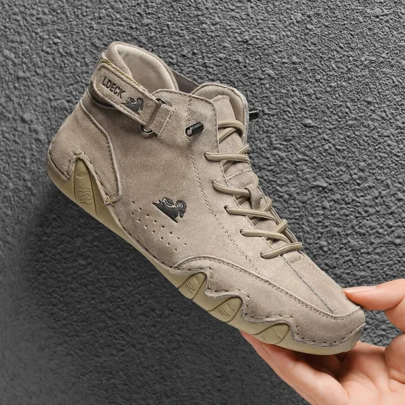 Leather Casual Sneakers For Men 2023 New High Top Men Boors Motorcycle Shoes Luxury Dress Loafers Footwear Shoes Chaussure Homme