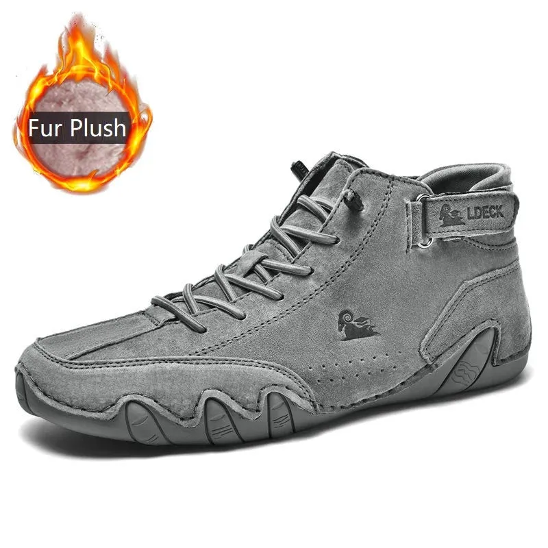 Leather Casual Sneakers For Men 2023 New High Top Men Boors Motorcycle Shoes Luxury Dress Loafers Footwear Shoes Chaussure Homme