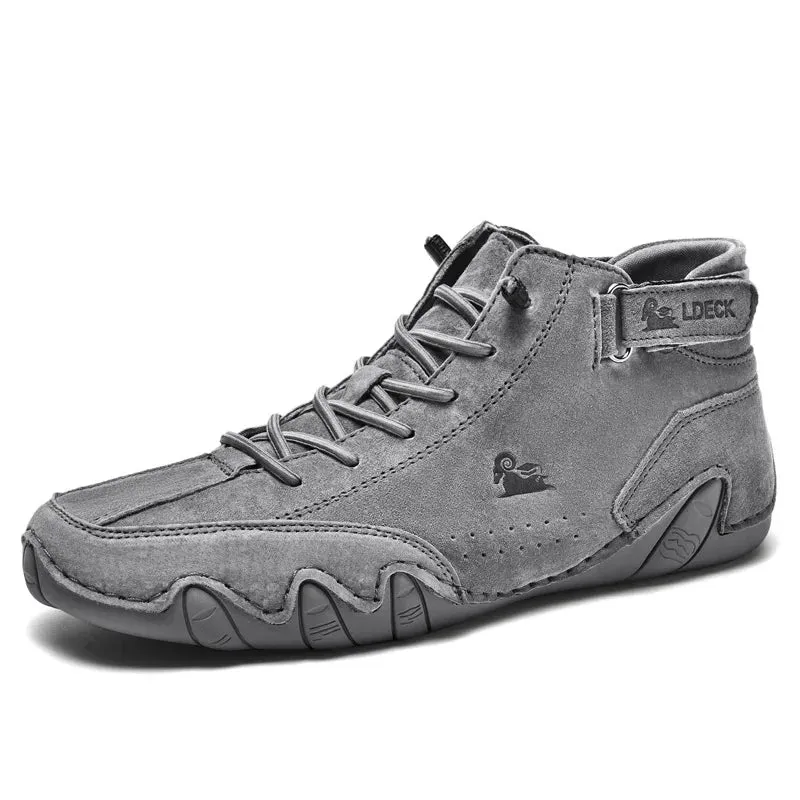 Leather Casual Sneakers For Men 2023 New High Top Men Boors Motorcycle Shoes Luxury Dress Loafers Footwear Shoes Chaussure Homme