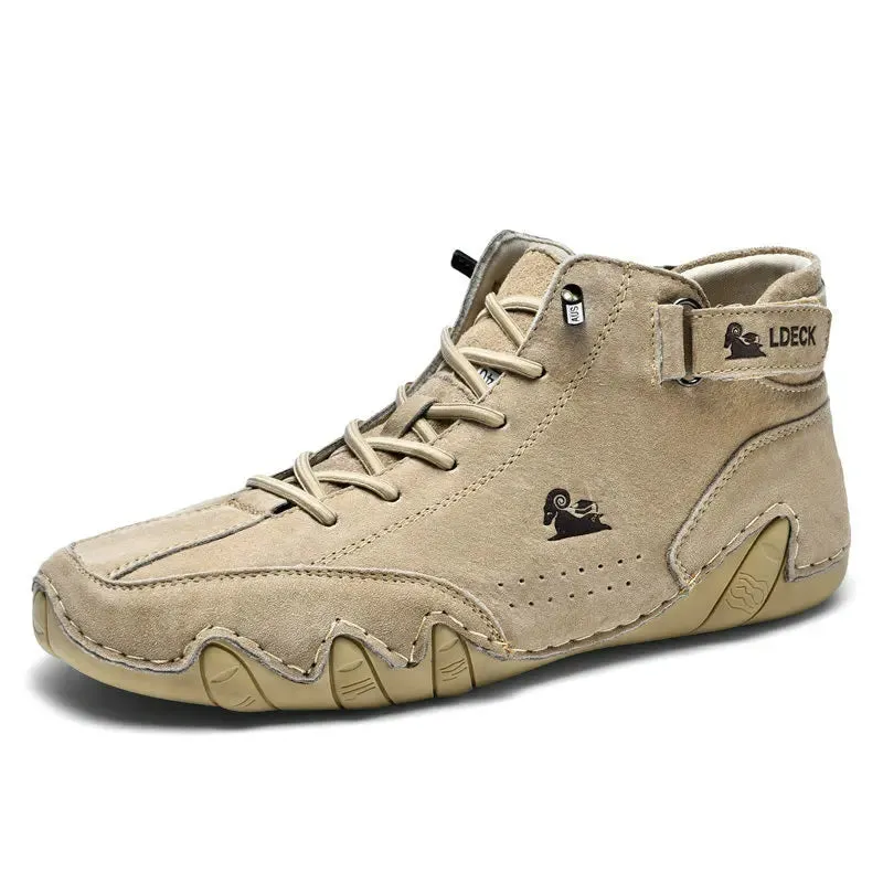 Leather Casual Sneakers For Men 2023 New High Top Men Boors Motorcycle Shoes Luxury Dress Loafers Footwear Shoes Chaussure Homme