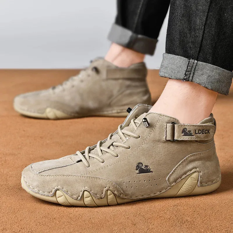 Leather Casual Sneakers For Men 2023 New High Top Men Boors Motorcycle Shoes Luxury Dress Loafers Footwear Shoes Chaussure Homme
