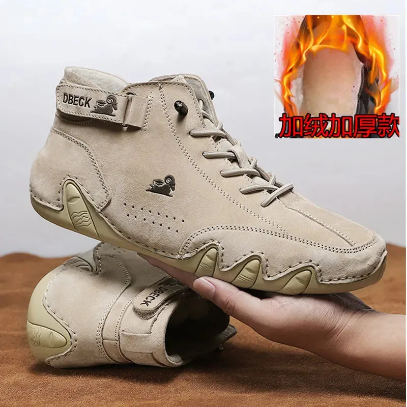 Leather Casual Sneakers For Men 2023 New High Top Men Boors Motorcycle Shoes Luxury Dress Loafers Footwear Shoes Chaussure Homme