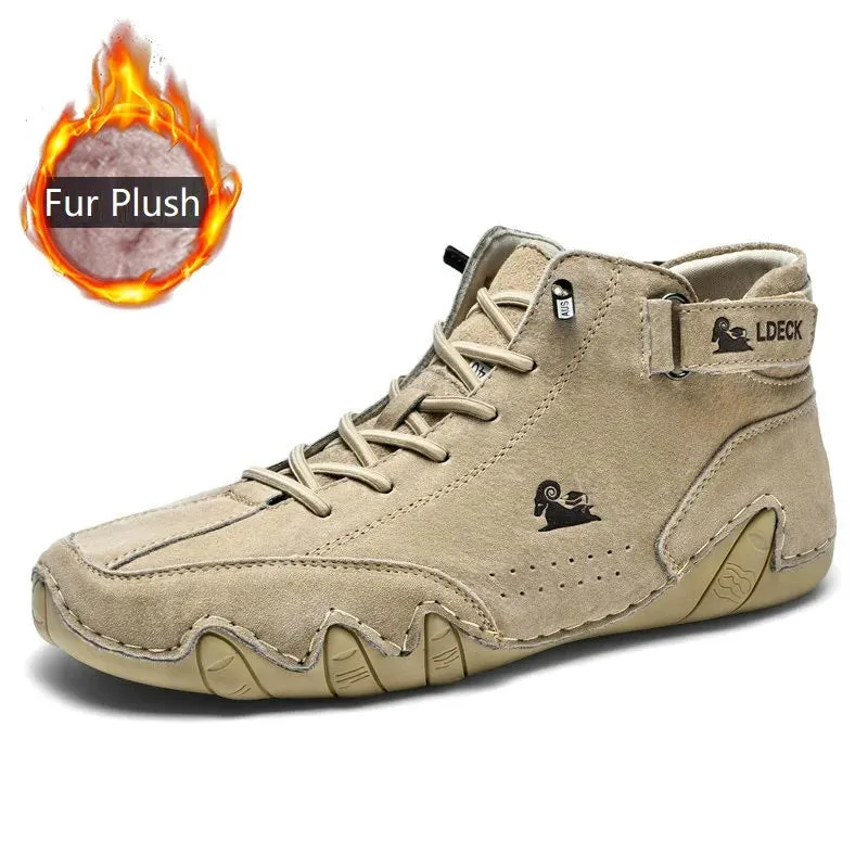 Leather Casual Sneakers For Men 2023 New High Top Men Boors Motorcycle Shoes Luxury Dress Loafers Footwear Shoes Chaussure Homme