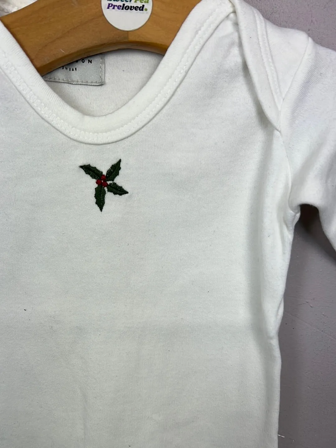 Lily Dennison Holly embroidered sleepsuit - Newborn