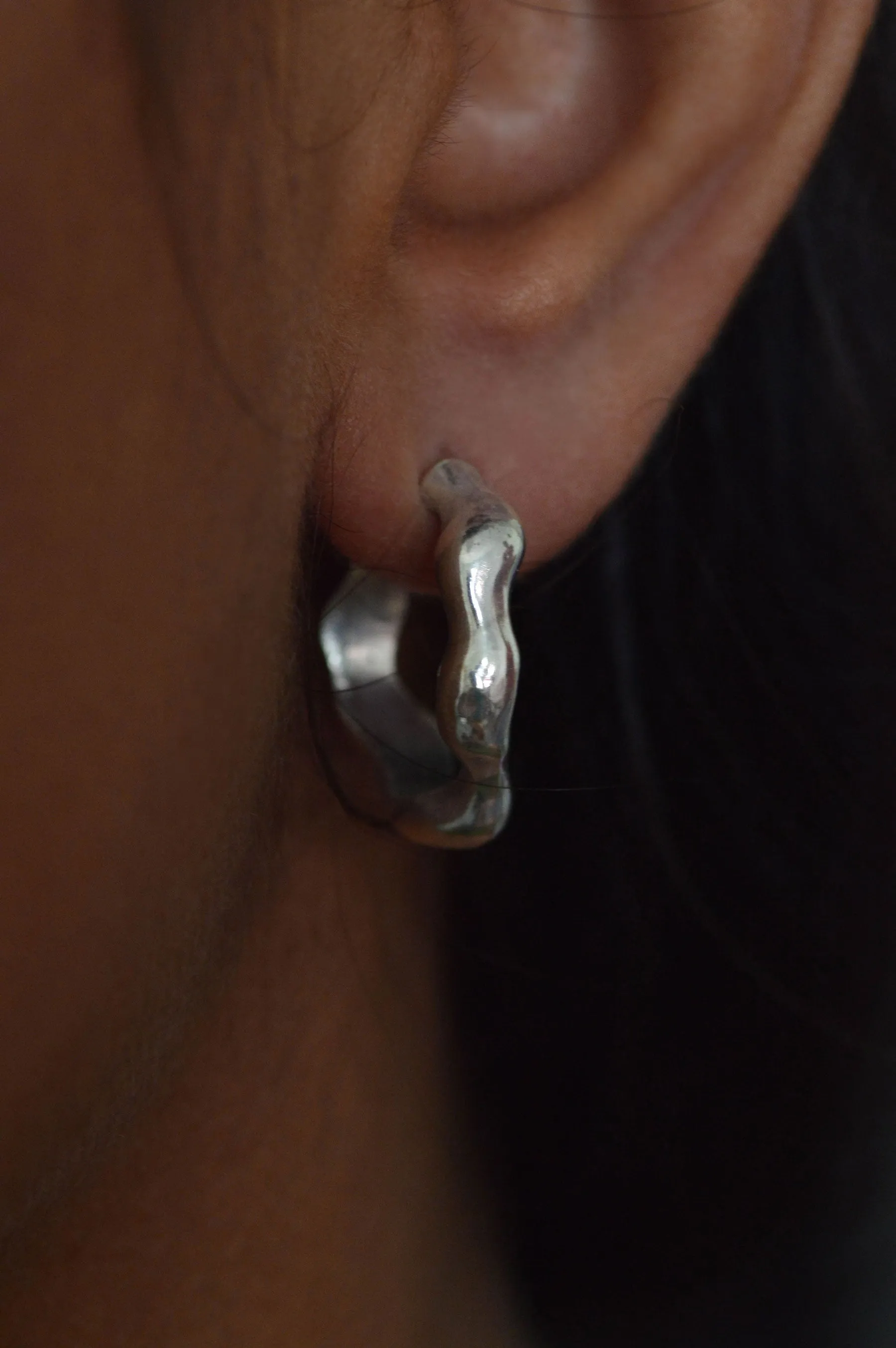 Liquid Silver Hoop Earrings