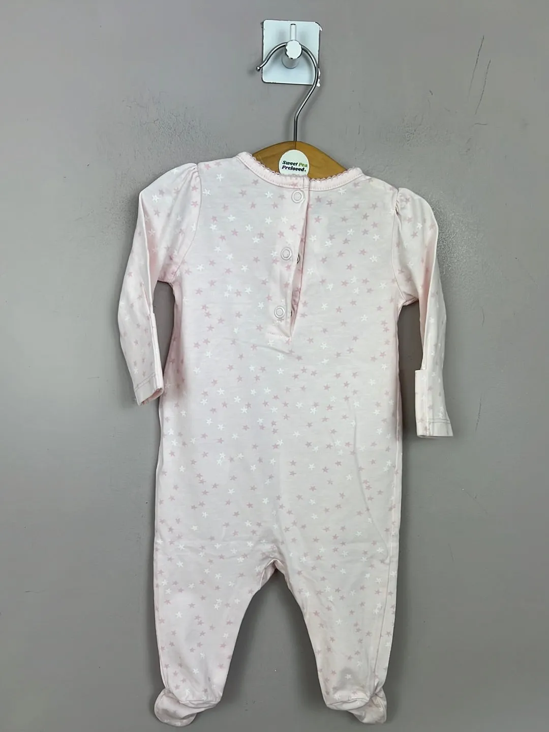 Little White Company Pink Star sleepsuit 0-3m