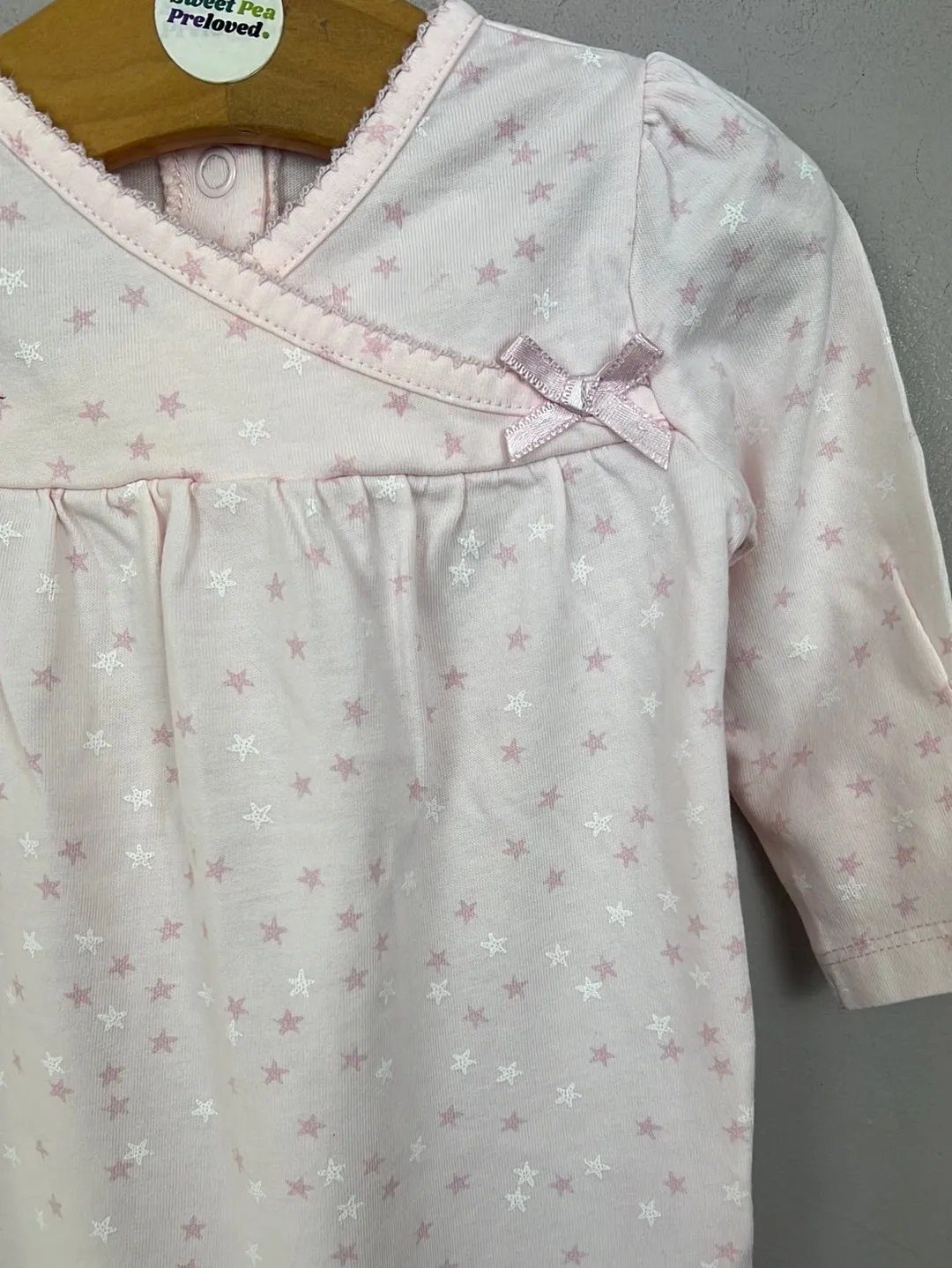 Little White Company Pink Star sleepsuit 0-3m