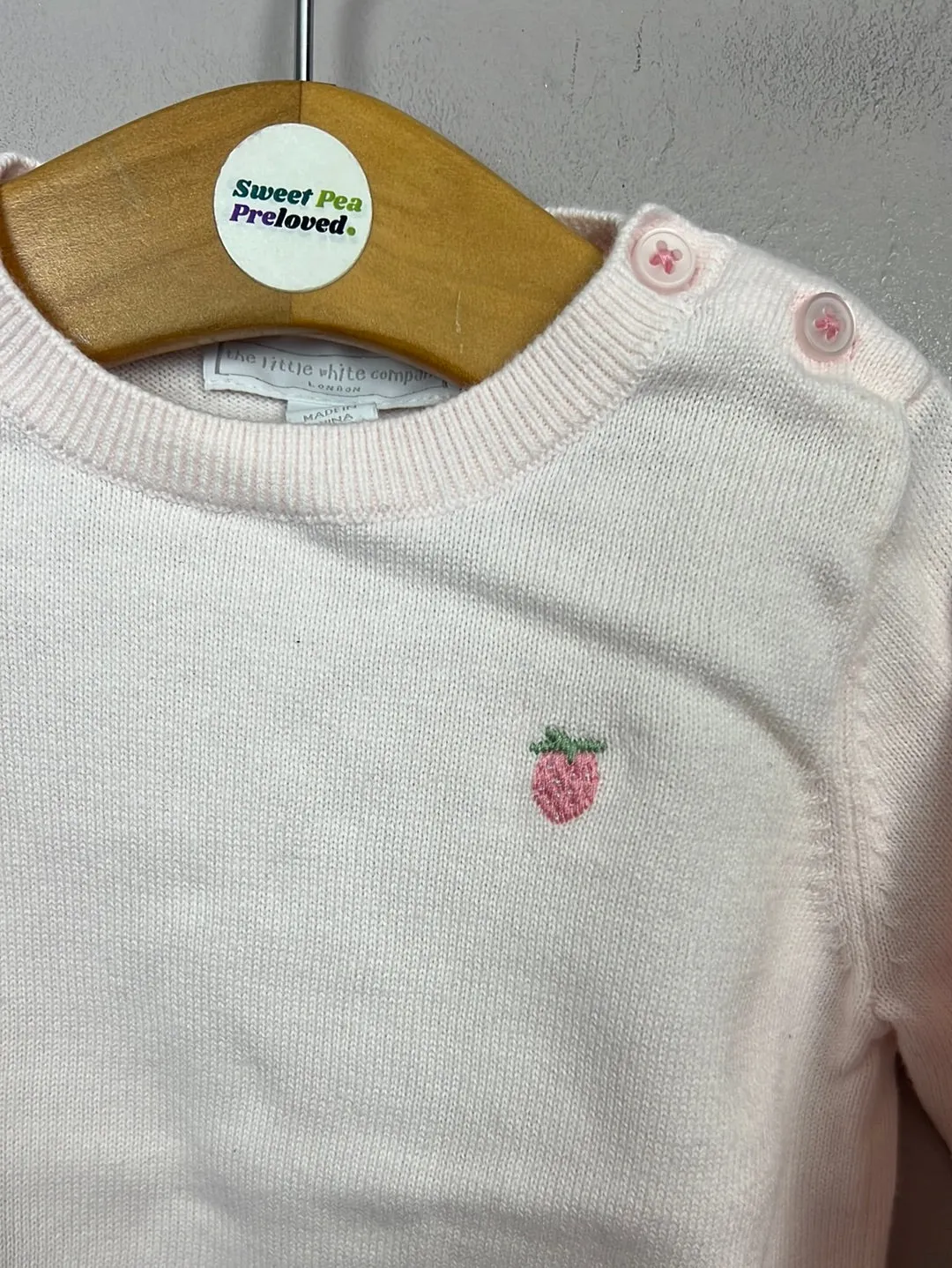 Little White Company Strawberry pink Jumper 6-9m