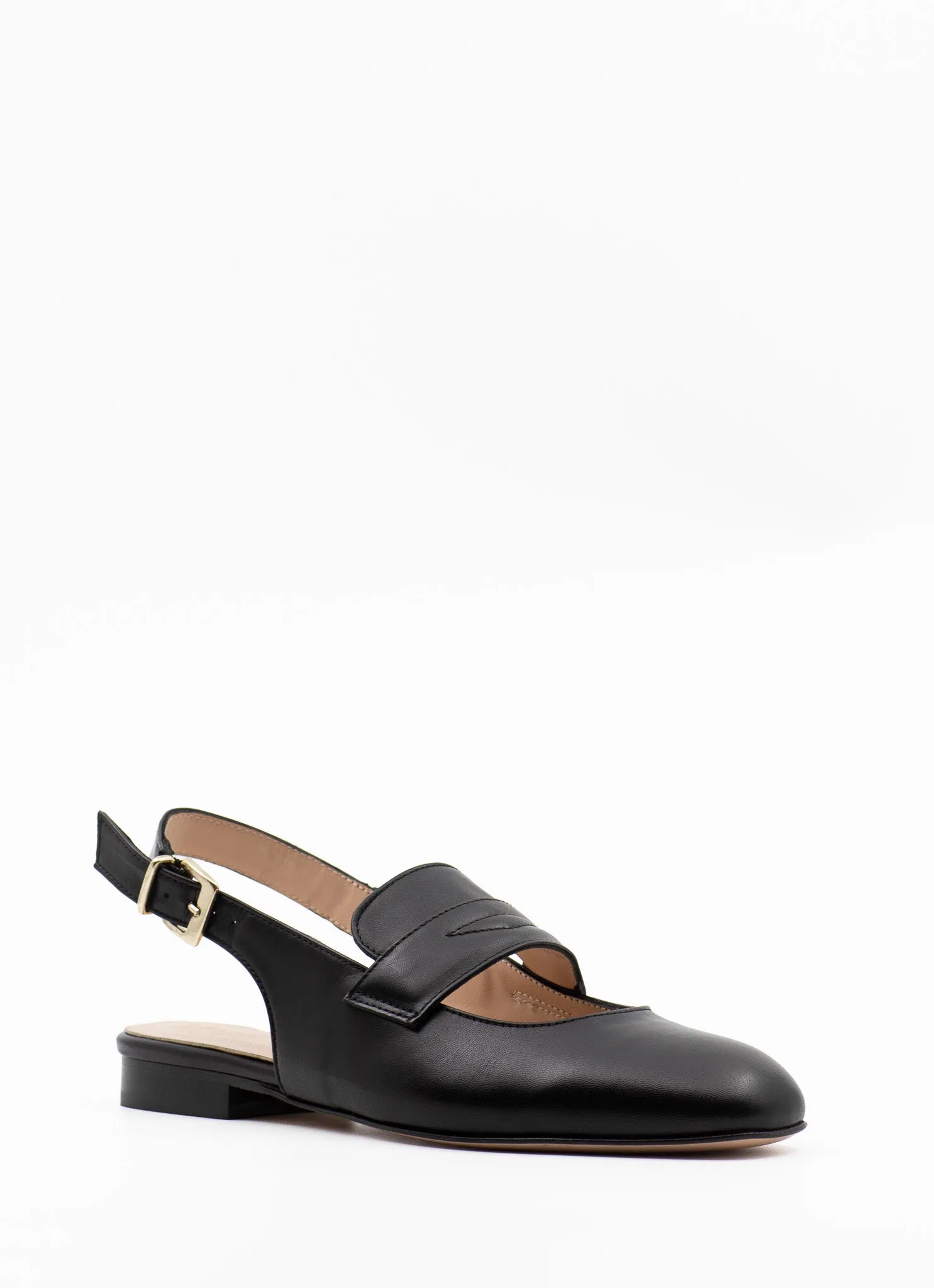 Loafer slingback sandal in black