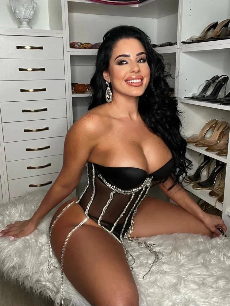 Luxury Corset Top with Rhinestone