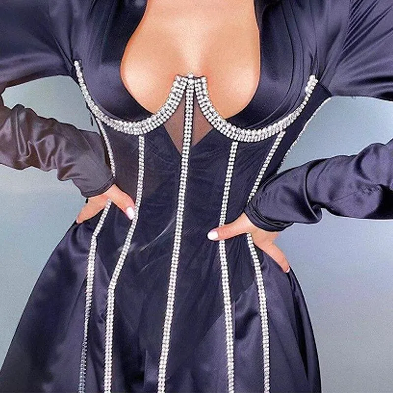 Luxury Corset Top with Rhinestone
