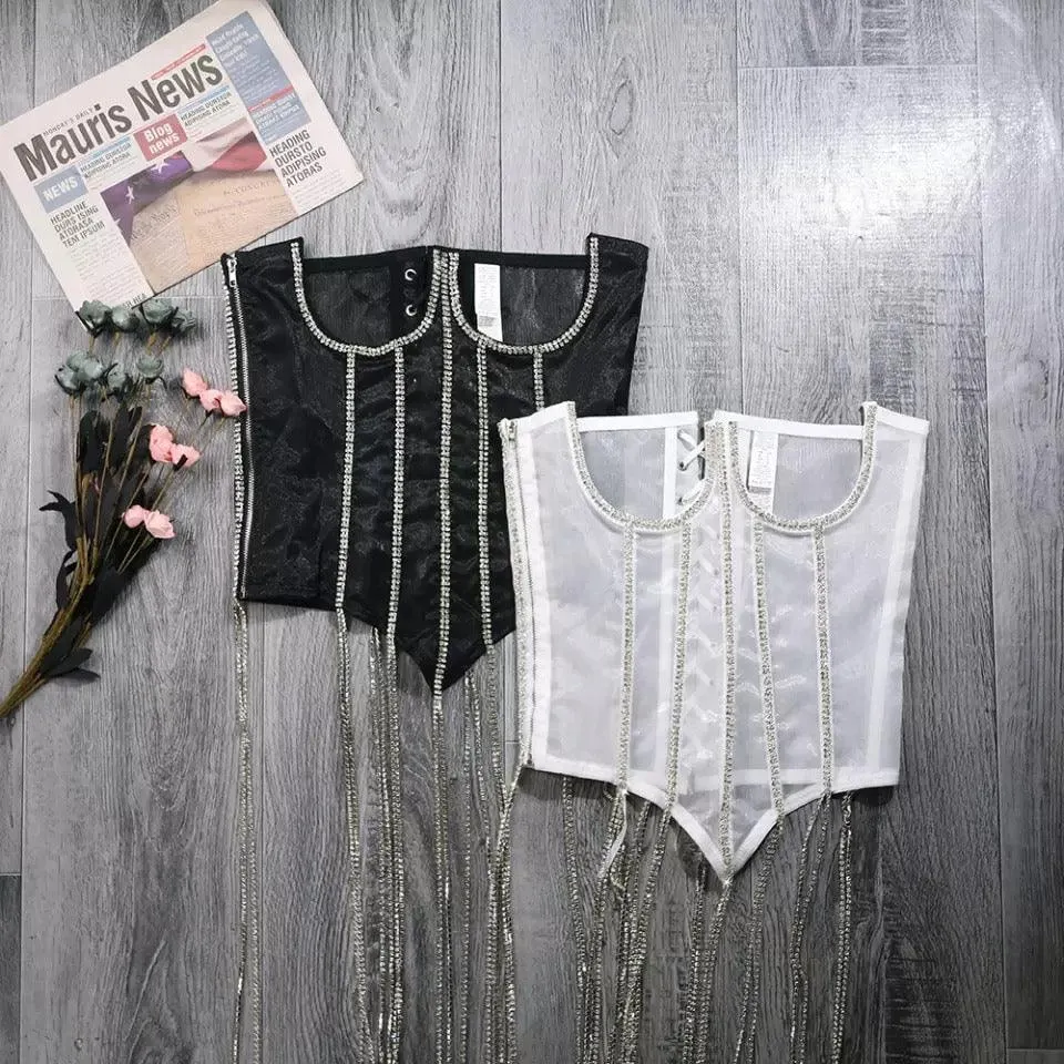 Luxury Corset Top with Rhinestone