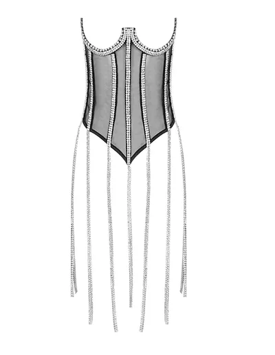Luxury Corset Top with Rhinestone