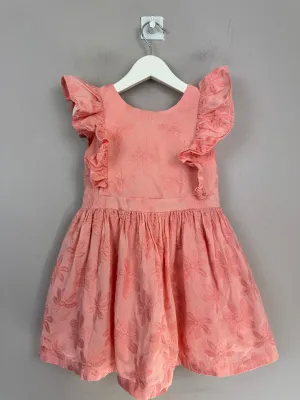 M&S Coral Floral Dress 3-4y