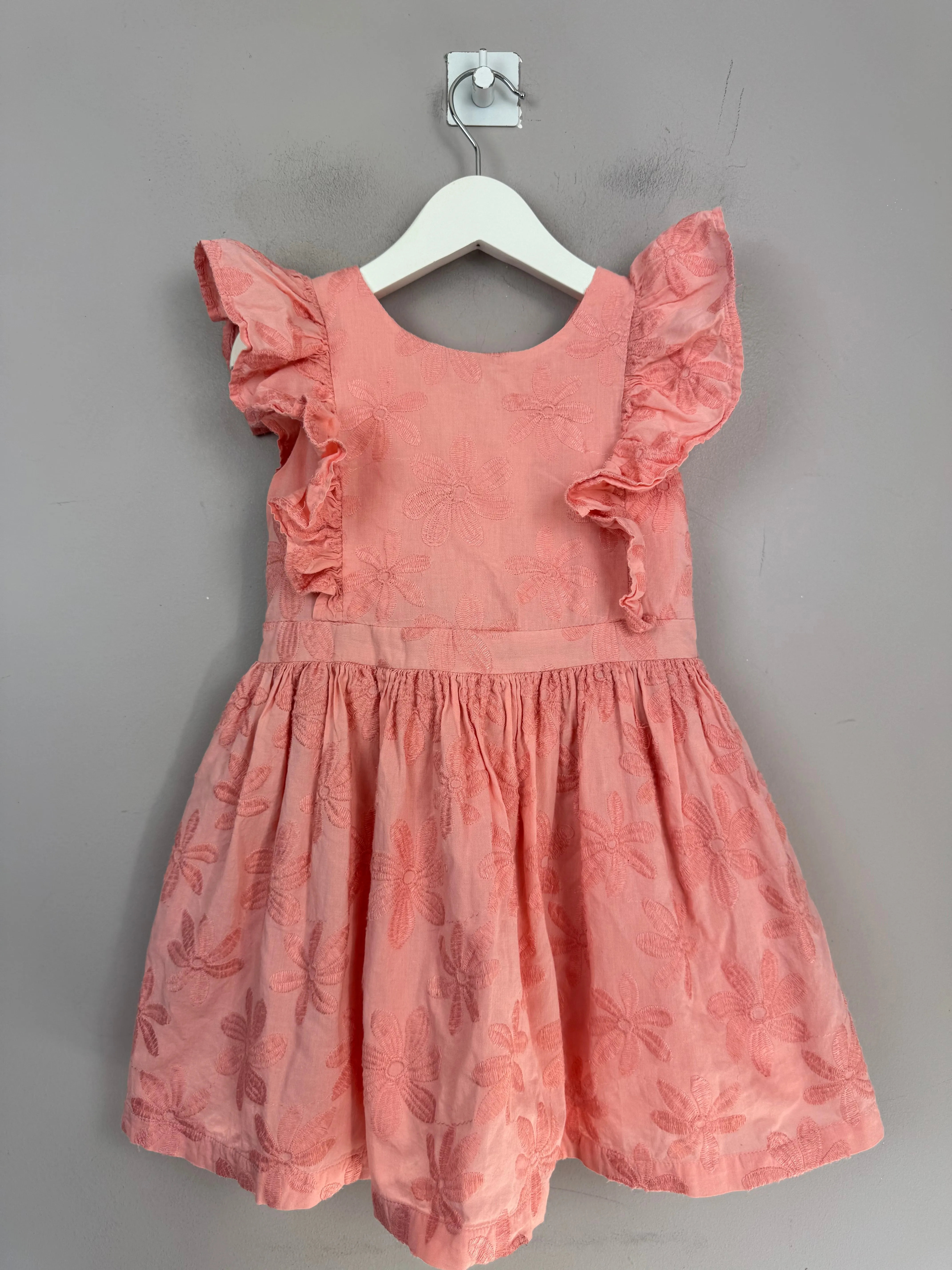 M&S Coral Floral Dress 3-4y