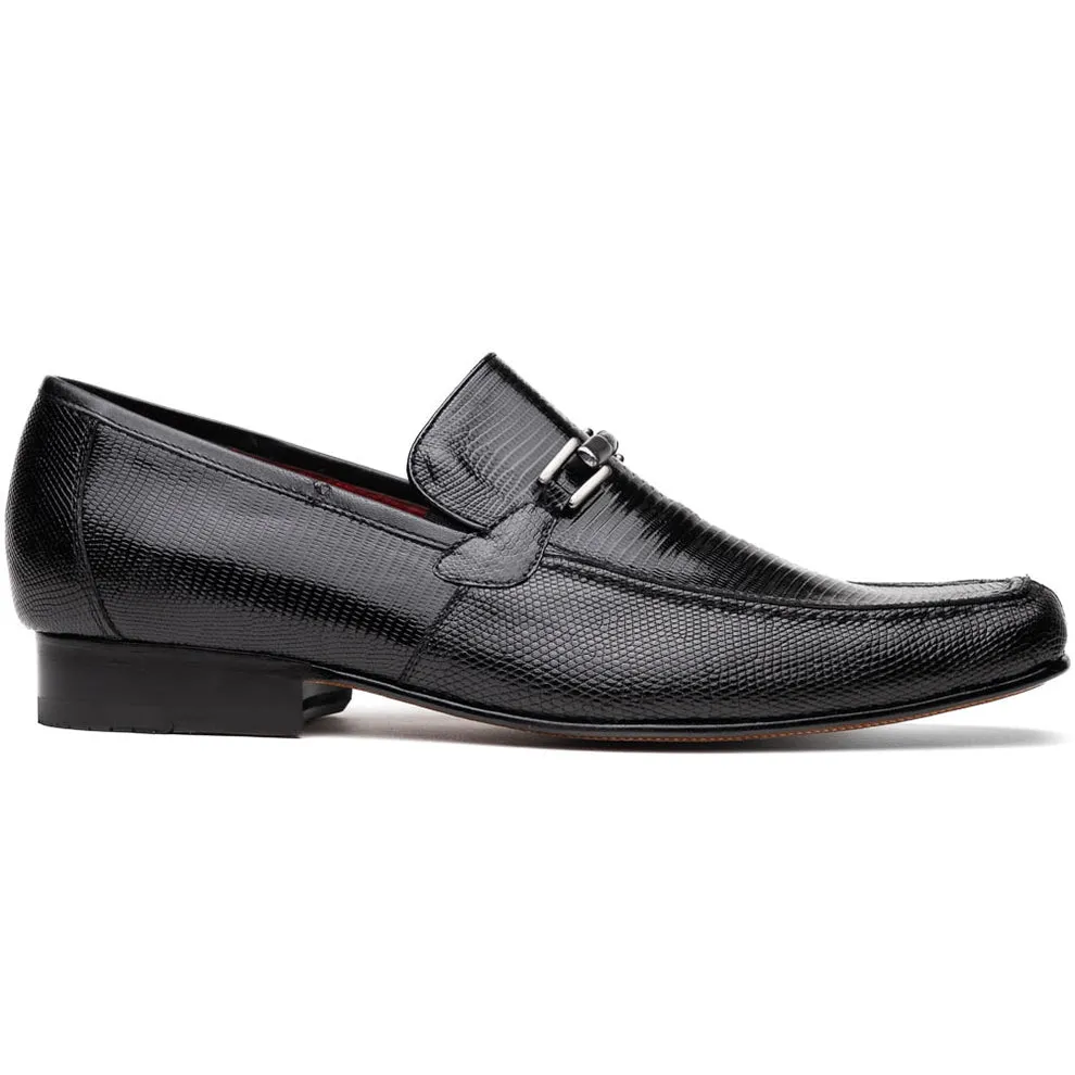 Marco Di Milano Fabro Black Lizard Bit Loafers