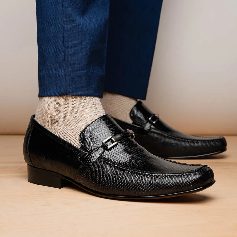 Marco Di Milano Fabro Black Lizard Bit Loafers