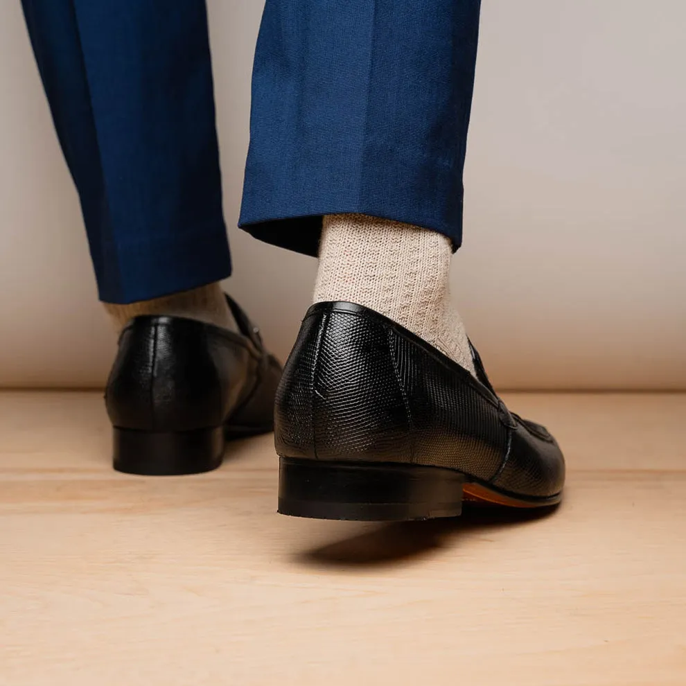 Marco Di Milano Fabro Black Lizard Bit Loafers